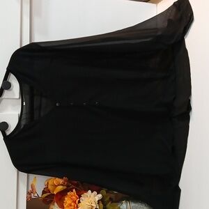 Detailed Chiffon Black Blouse